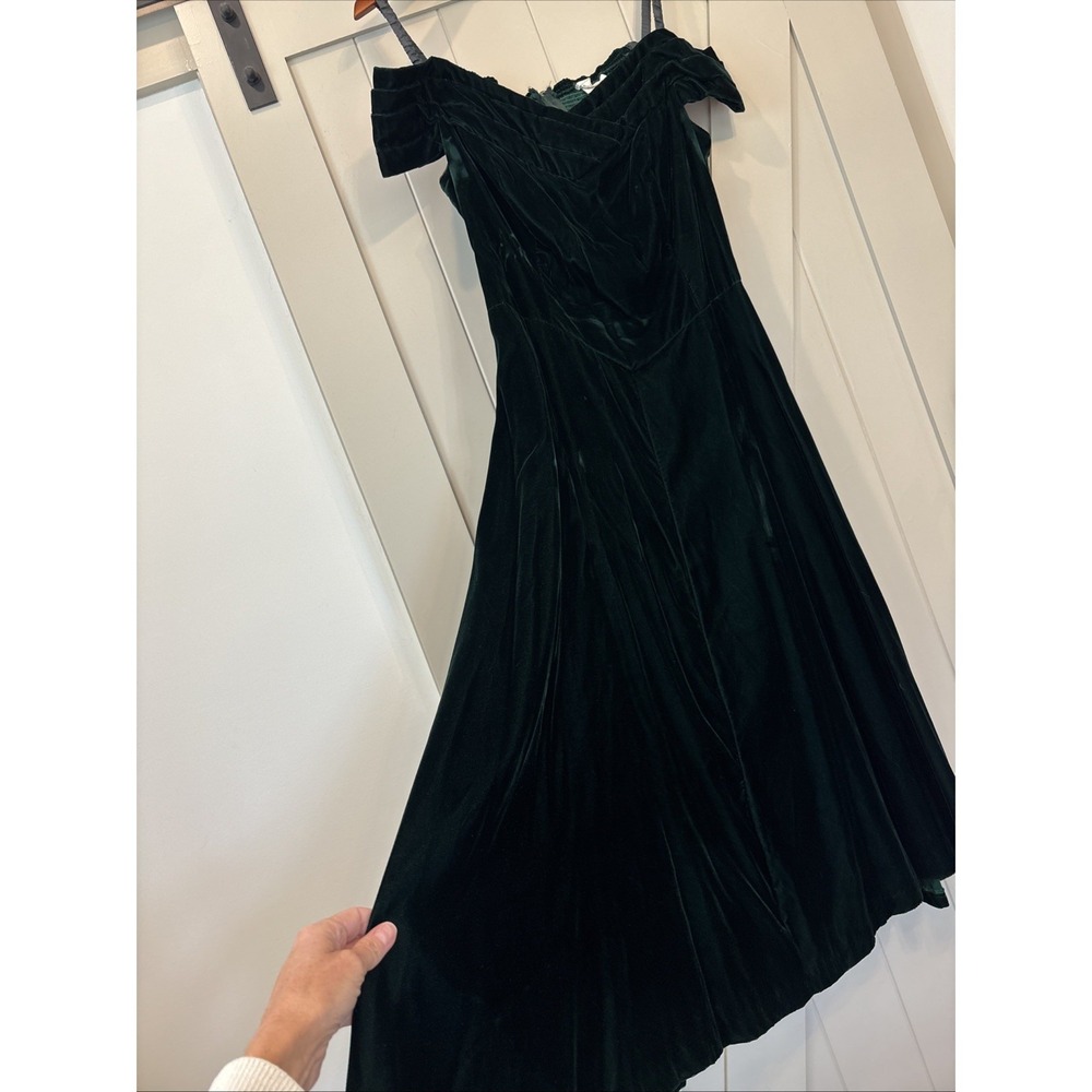 Moda International Maxi Dress SZ 14 Green Velvet Smocked Vintage 90's Retro Goth